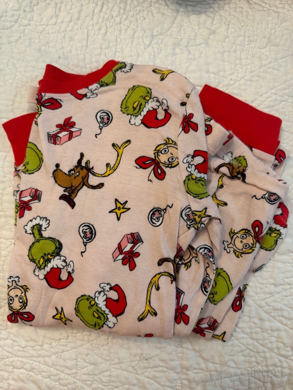 Carter's Pink & Red Grinch Holiday Kids Pajama Set